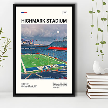 Highmark Stadium Print, B Bills Stadium Canvas Art, Man Cave Gift, Floating Framed Canvas Print Wall Art