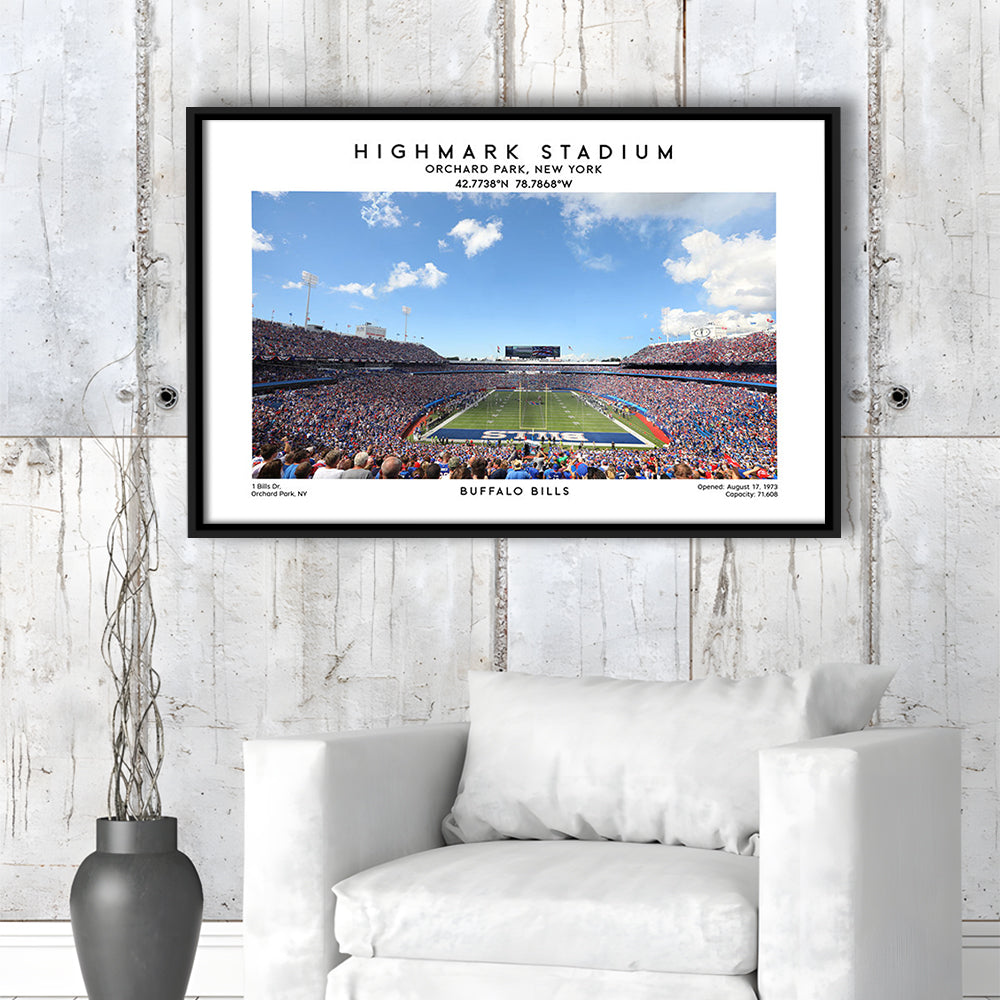 Highmark Stadium Print, Bills Football Stadium Wall Art, Sport Art Print, Framed Canvas Print Wall Art