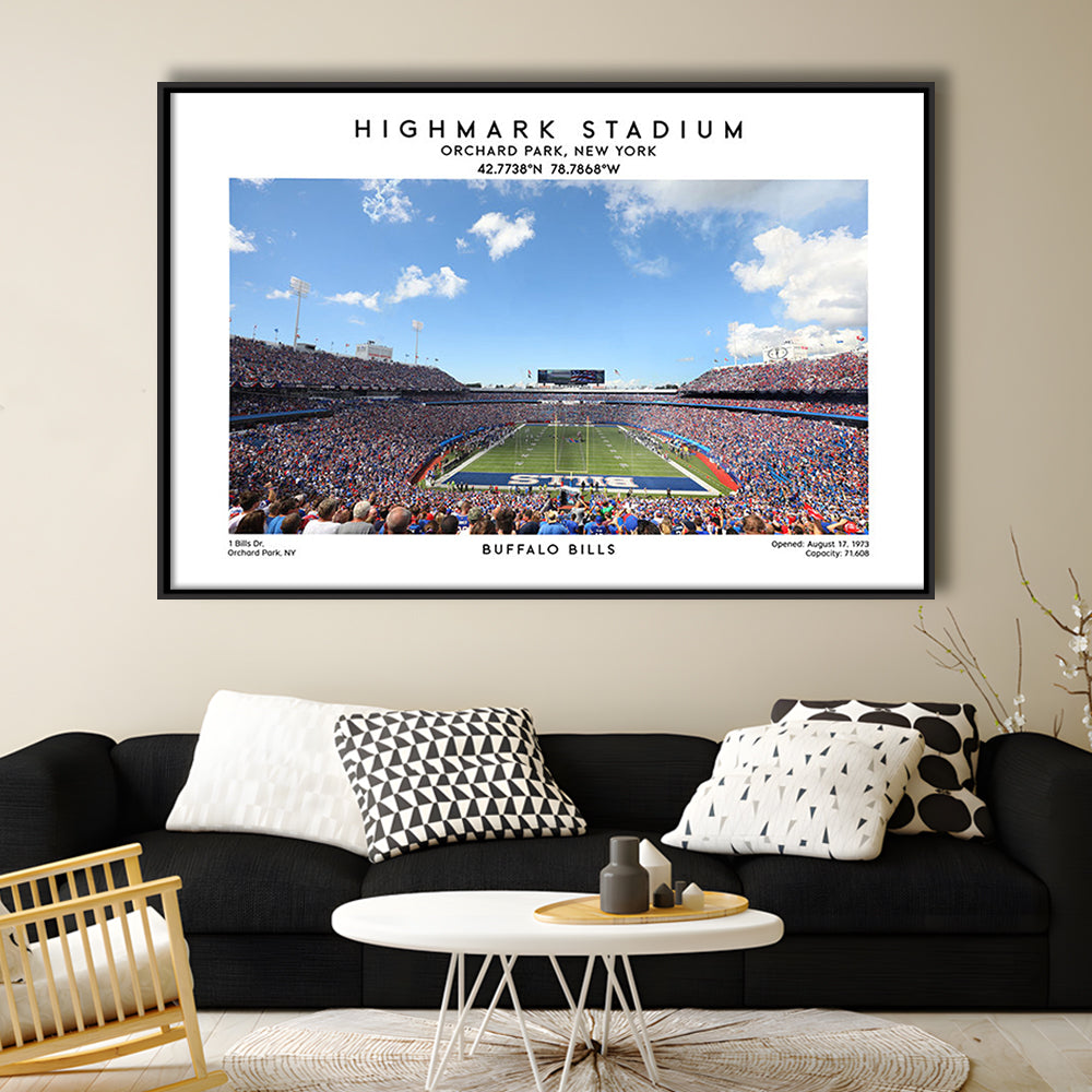 Highmark Stadium Print, Bills Football Stadium Wall Art, Sport Art Print, Framed Canvas Print Wall Art