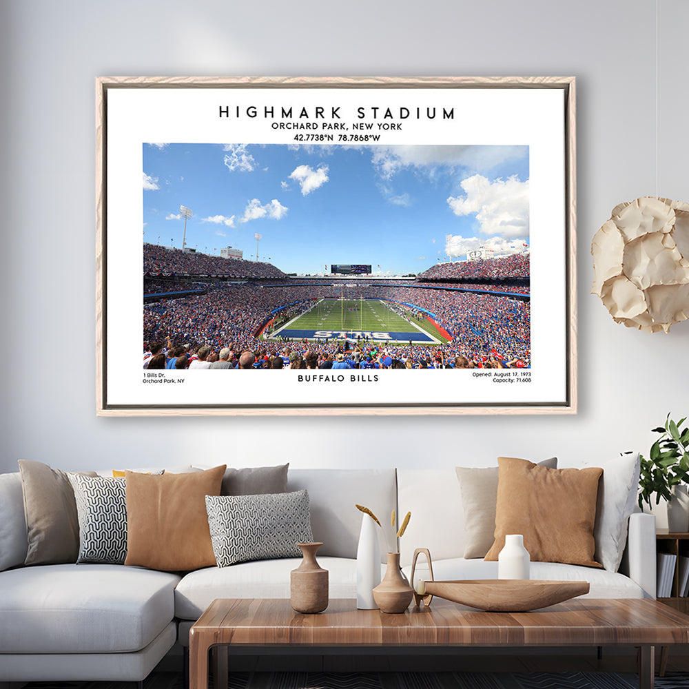 Highmark Stadium Print, Bills Football Stadium Wall Art, Sport Art Print, Framed Canvas Print Wall Art