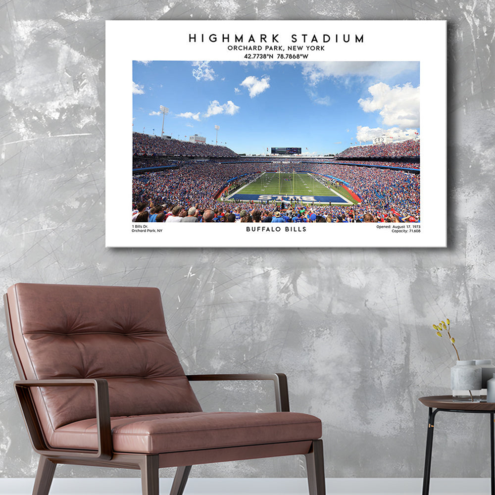Highmark Stadium Print, Bills Football Stadium Wall Art, Sport Art Print, Canvas Print Wall Art, Man Cave Gift