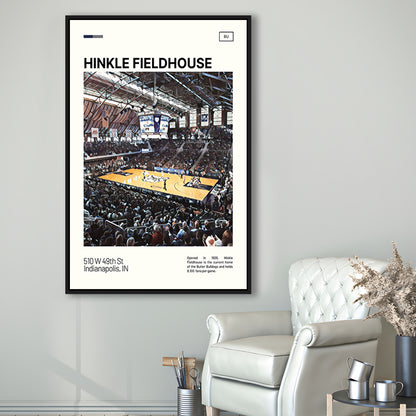 Hinkle Fieldhouse Print, Butler Basketball Stadium Canvas Art, Man Cave Gift, Floating Framed Canvas Print Wall Art