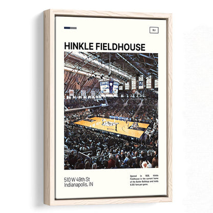 Hinkle Fieldhouse Print, Butler Basketball Stadium Canvas Art, Man Cave Gift, Floating Framed Canvas Print Wall Art