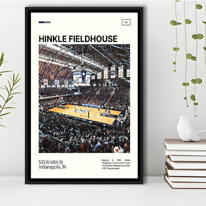Hinkle Fieldhouse Print, Butler Basketball Stadium Canvas Art, Man Cave Gift, Floating Framed Canvas Print Wall Art