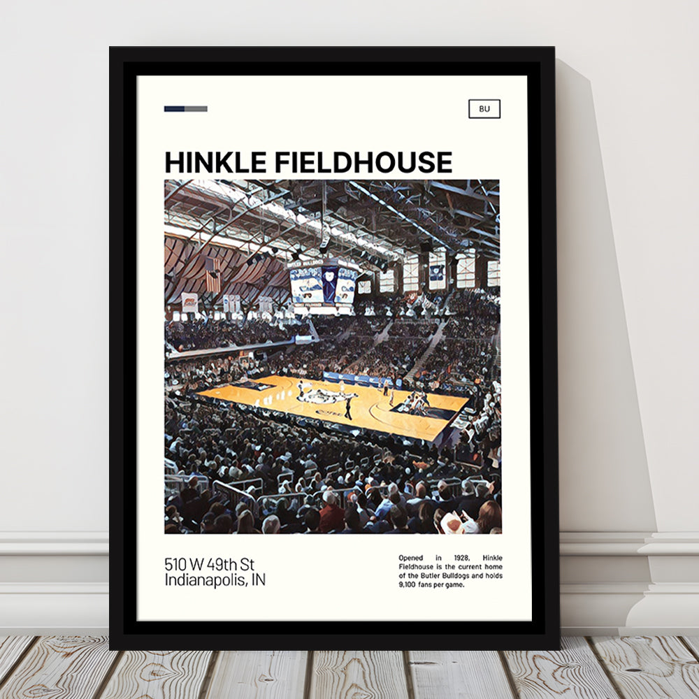 Hinkle Fieldhouse Print, Butler Basketball Stadium Canvas Art, Man Cave Gift, Floating Framed Canvas Print Wall Art
