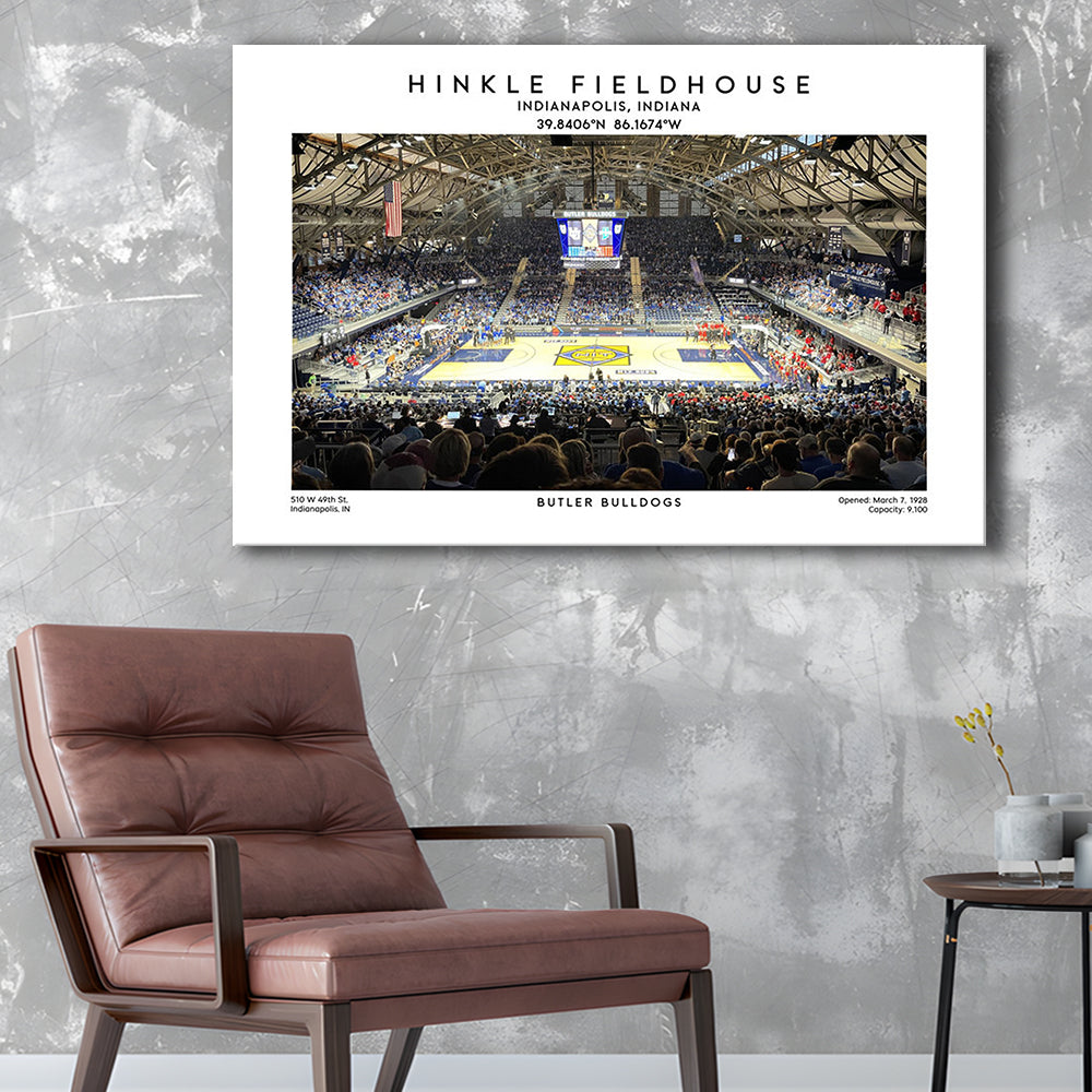 Hinkle Fieldhouse, Butler Bulldogs Basketball Stadium Wall Art Print, Canvas Print Wall Art, Man Cave Gift