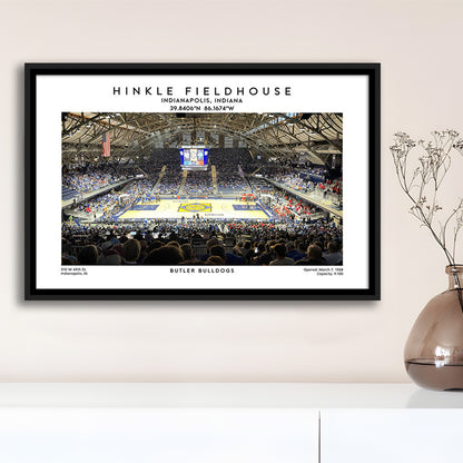 Hinkle Fieldhouse, Butler Bulldogs Basketball Stadium Wall Art Print, Framed Canvas Print Wall Art