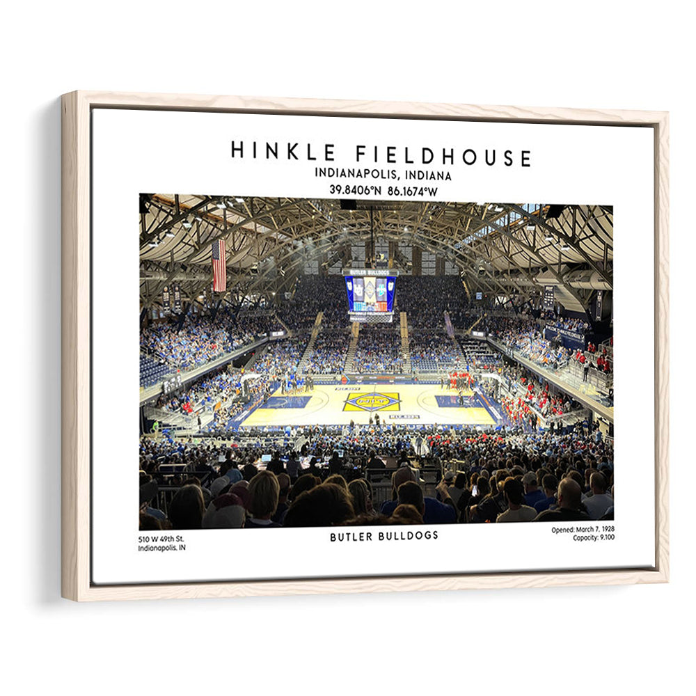 Hinkle Fieldhouse, Butler Bulldogs Basketball Stadium Wall Art Print, Framed Canvas Print Wall Art