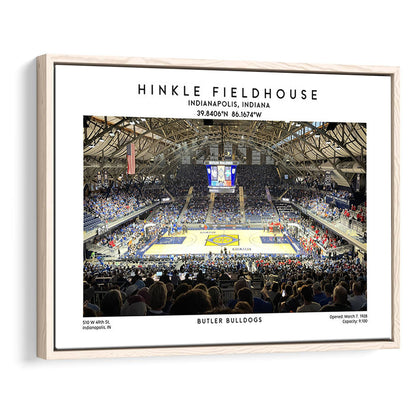 Hinkle Fieldhouse, Butler Bulldogs Basketball Stadium Wall Art Print, Framed Canvas Print Wall Art