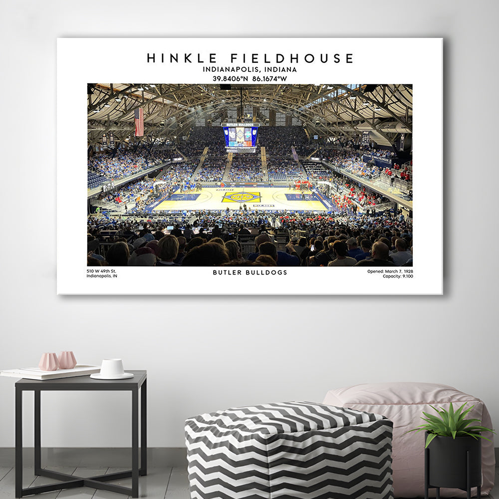 Hinkle Fieldhouse, Butler Bulldogs Basketball Stadium Wall Art Print, Canvas Print Wall Art, Man Cave Gift