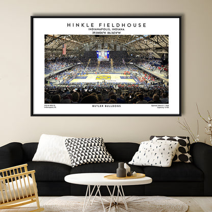 Hinkle Fieldhouse, Butler Bulldogs Basketball Stadium Wall Art Print, Framed Canvas Print Wall Art