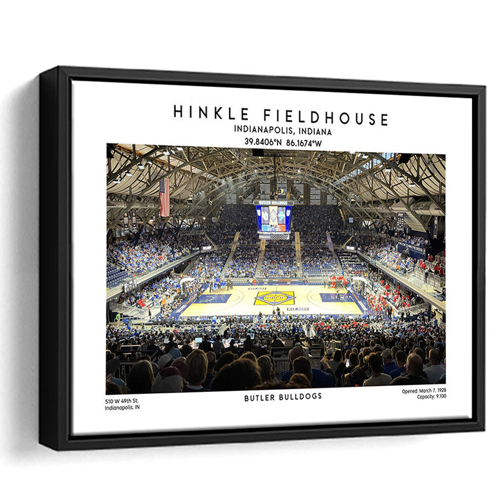 Hinkle Fieldhouse, Butler Bulldogs Basketball Stadium Wall Art Print, Framed Canvas Print Wall Art