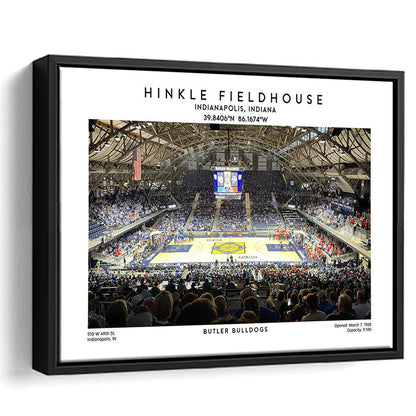 Hinkle Fieldhouse, Butler Bulldogs Basketball Stadium Wall Art Print, Framed Canvas Print Wall Art