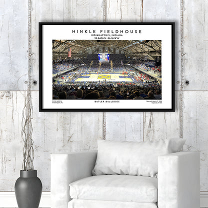 Hinkle Fieldhouse, Butler Bulldogs Basketball Stadium Wall Art Print, Framed Canvas Print Wall Art