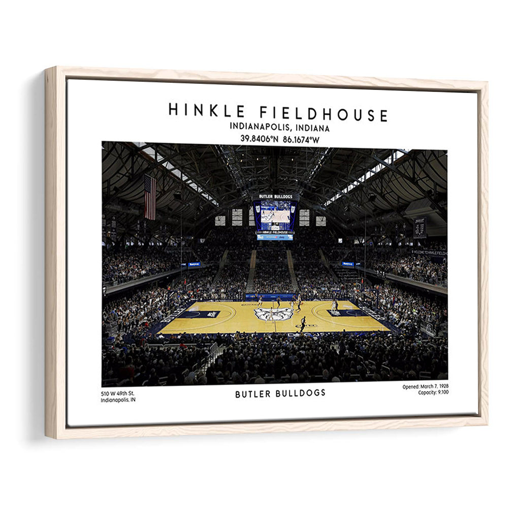 Hinkle Fieldhouse Print, Butler Bulldogs Basketball Stadium Wall Art, Framed Canvas Print Wall Art