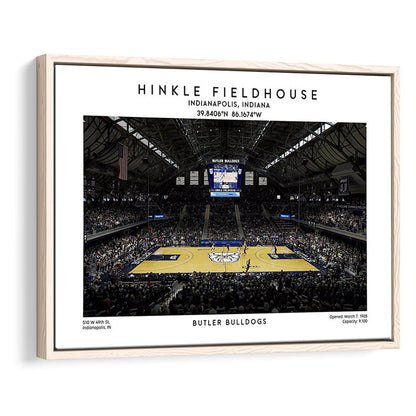 Hinkle Fieldhouse Print, Butler Bulldogs Basketball Stadium Wall Art, Framed Canvas Print Wall Art