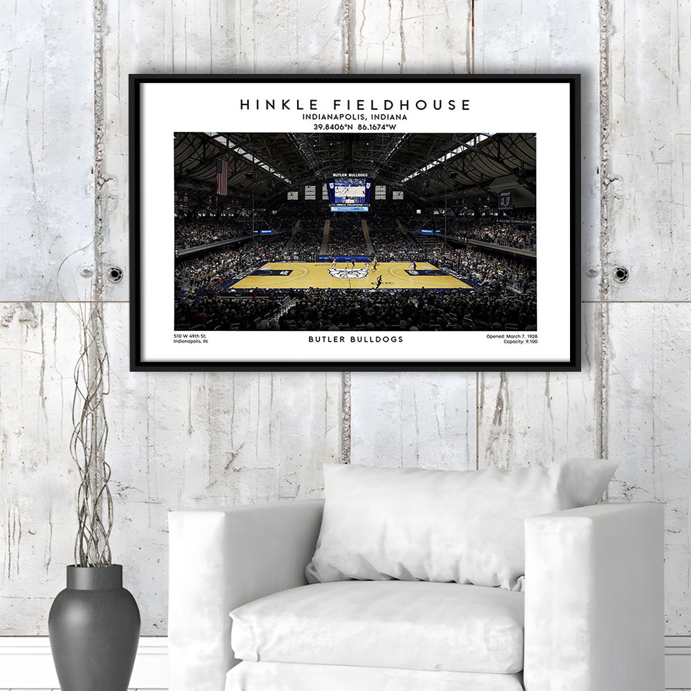 Hinkle Fieldhouse Print, Butler Bulldogs Basketball Stadium Wall Art, Framed Canvas Print Wall Art