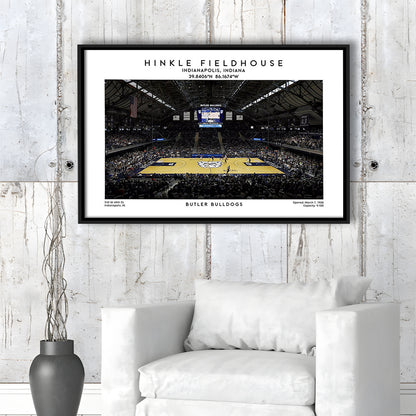 Hinkle Fieldhouse Print, Butler Bulldogs Basketball Stadium Wall Art, Framed Canvas Print Wall Art