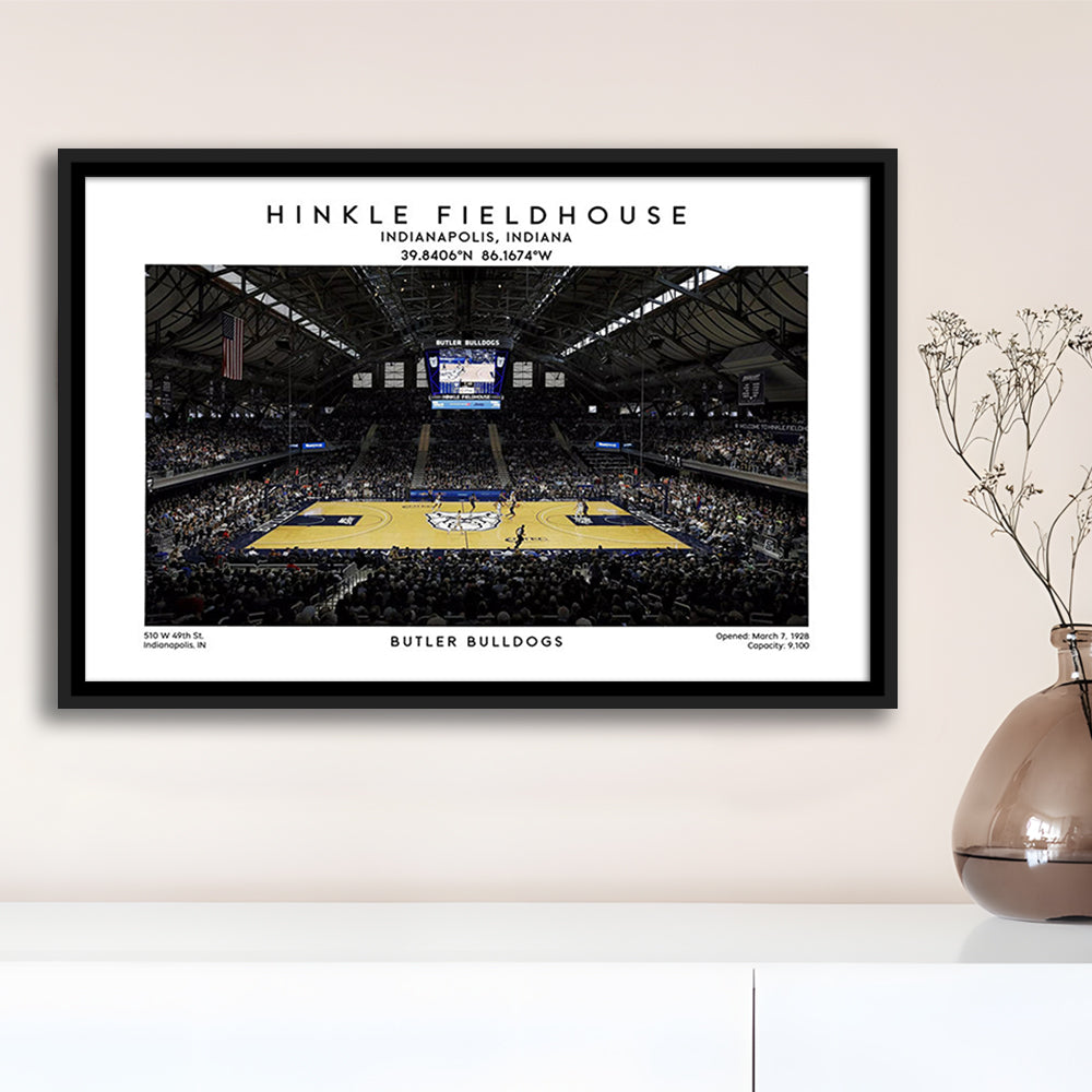 Hinkle Fieldhouse Print, Butler Bulldogs Basketball Stadium Wall Art, Framed Canvas Print Wall Art