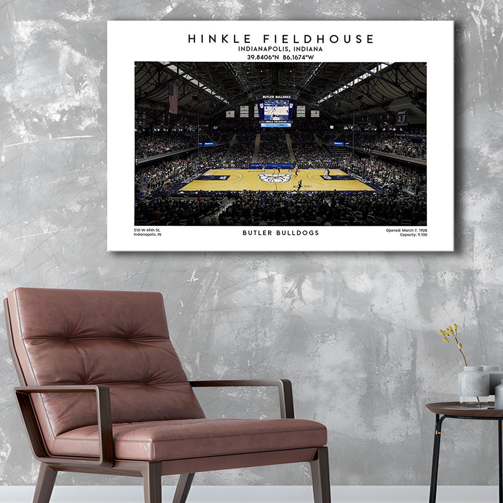 Hinkle Fieldhouse Print, Butler Bulldogs Basketball Stadium Wall Art, Canvas Print Wall Art, Man Cave Gift