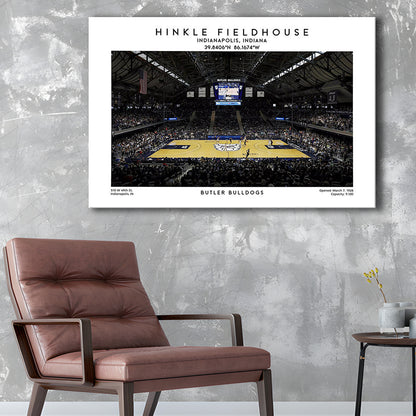 Hinkle Fieldhouse Print, Butler Bulldogs Basketball Stadium Wall Art, Canvas Print Wall Art, Man Cave Gift