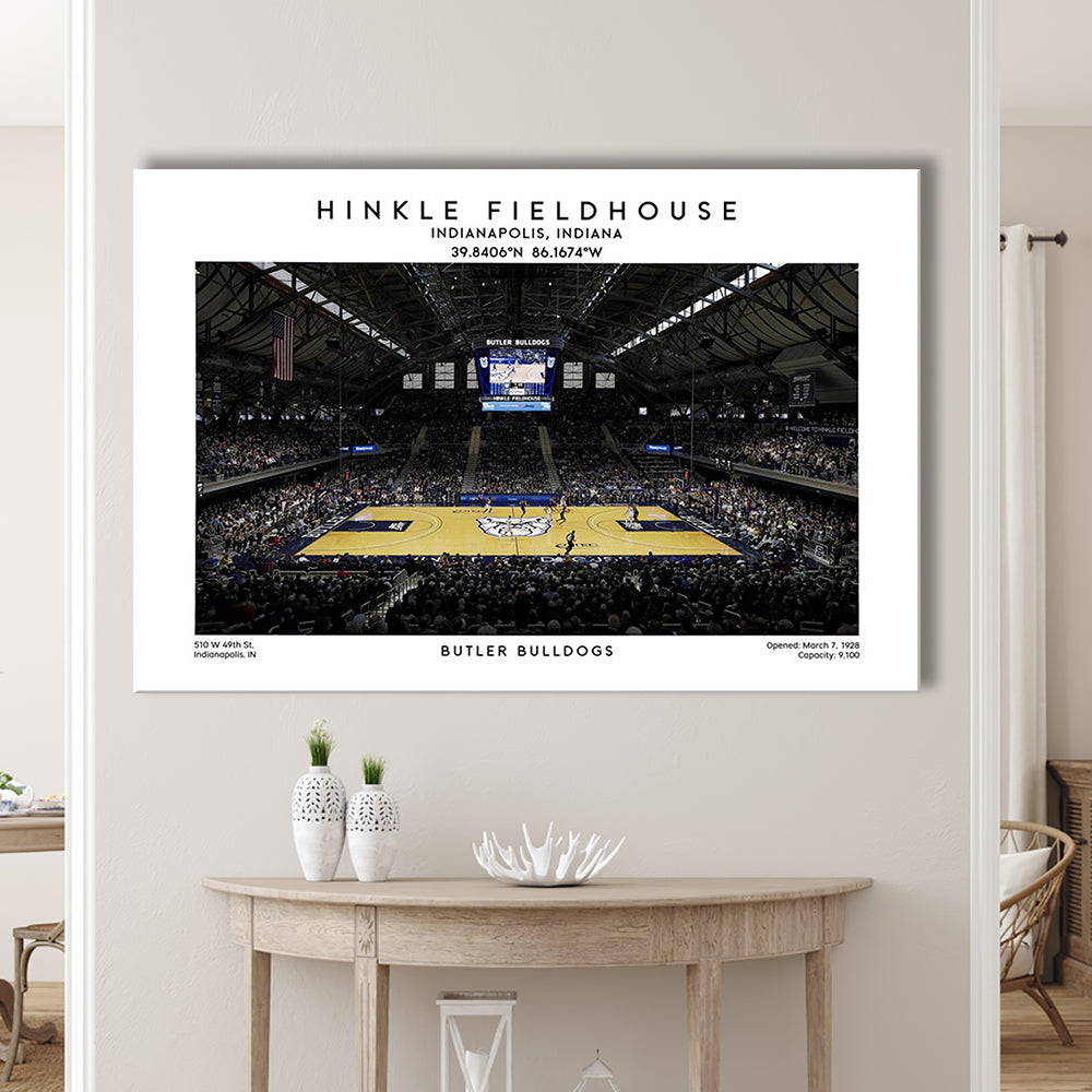 Hinkle Fieldhouse Print, Butler Bulldogs Basketball Stadium Wall Art, Canvas Print Wall Art, Man Cave Gift