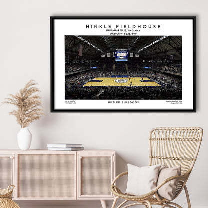 Hinkle Fieldhouse Print, Butler Bulldogs Basketball Stadium Wall Art, Framed Canvas Print Wall Art