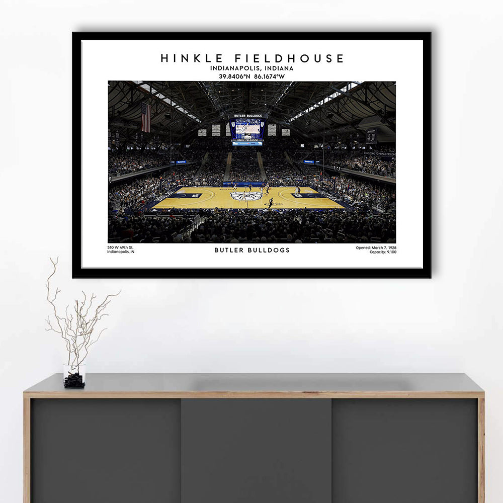 Hinkle Fieldhouse Print, Butler Bulldogs Basketball Stadium Wall Art, Framed Art Print Wall Decor