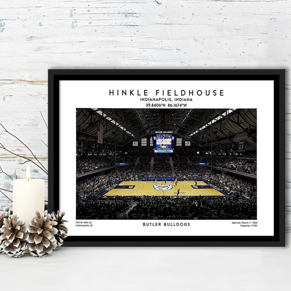 Hinkle Fieldhouse Print, Butler Bulldogs Basketball Stadium Wall Art, Framed Canvas Print Wall Art