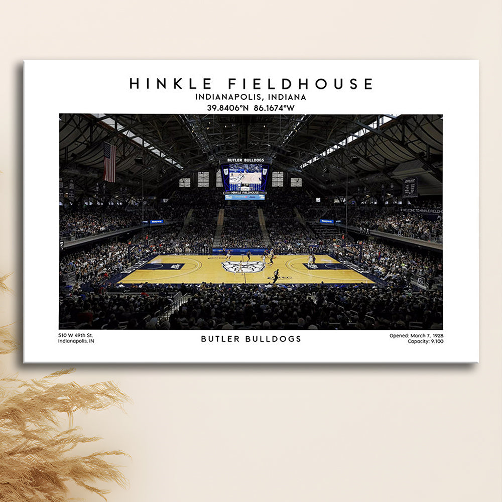 Hinkle Fieldhouse Print, Butler Bulldogs Basketball Stadium Wall Art, Canvas Print Wall Art, Man Cave Gift