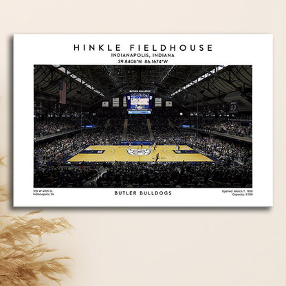 Hinkle Fieldhouse Print, Butler Bulldogs Basketball Stadium Wall Art, Canvas Print Wall Art, Man Cave Gift