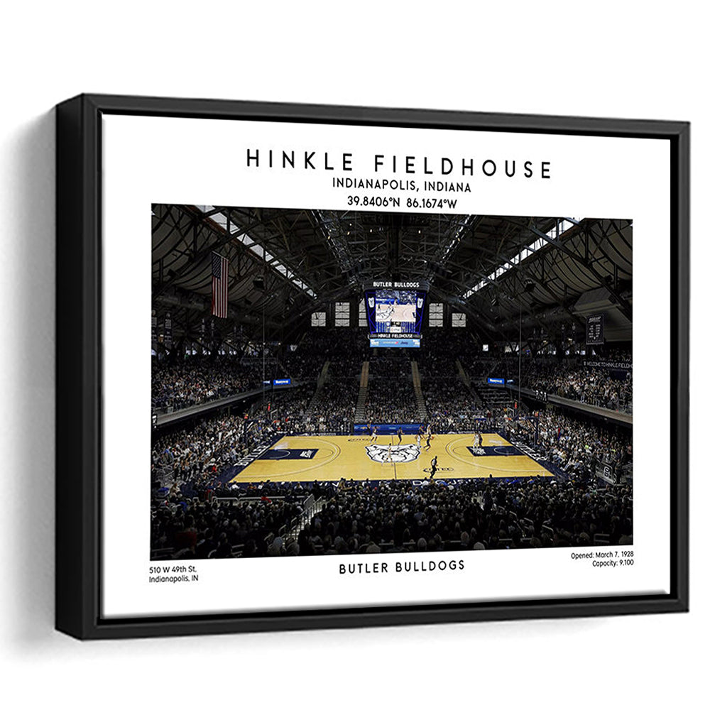 Hinkle Fieldhouse Print, Butler Bulldogs Basketball Stadium Wall Art, Framed Canvas Print Wall Art