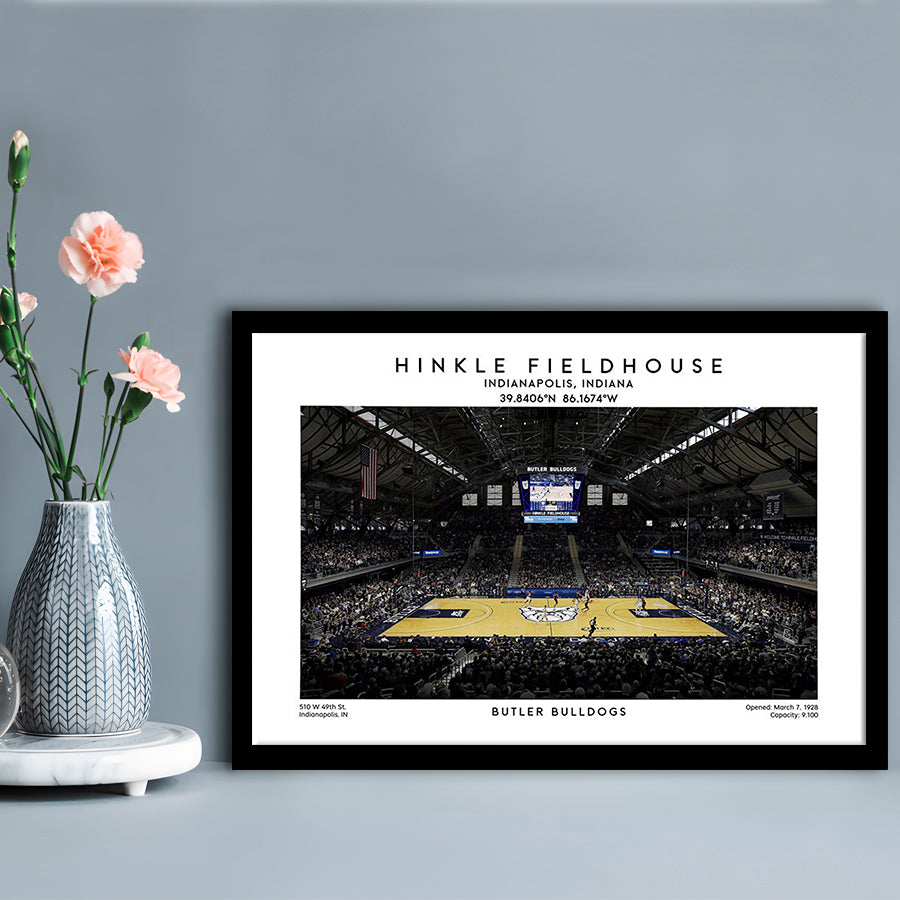 Hinkle Fieldhouse Print, Butler Bulldogs Basketball Stadium Wall Art, Framed Art Print Wall Decor