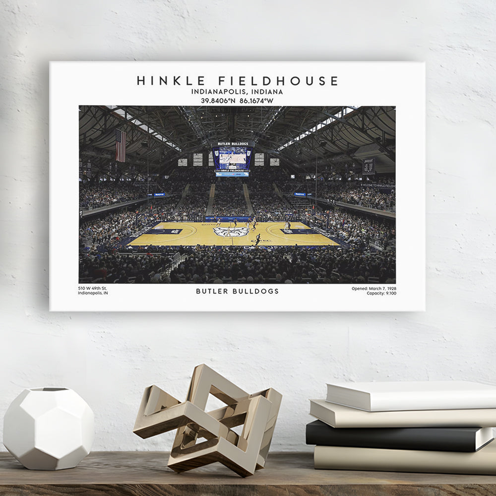 Hinkle Fieldhouse Print, Butler Bulldogs Basketball Stadium Wall Art, Canvas Print Wall Art, Man Cave Gift
