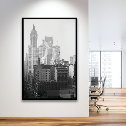 Historical New York City View Architecture Print Black and White Art, Framed Art Print Wall Decor
