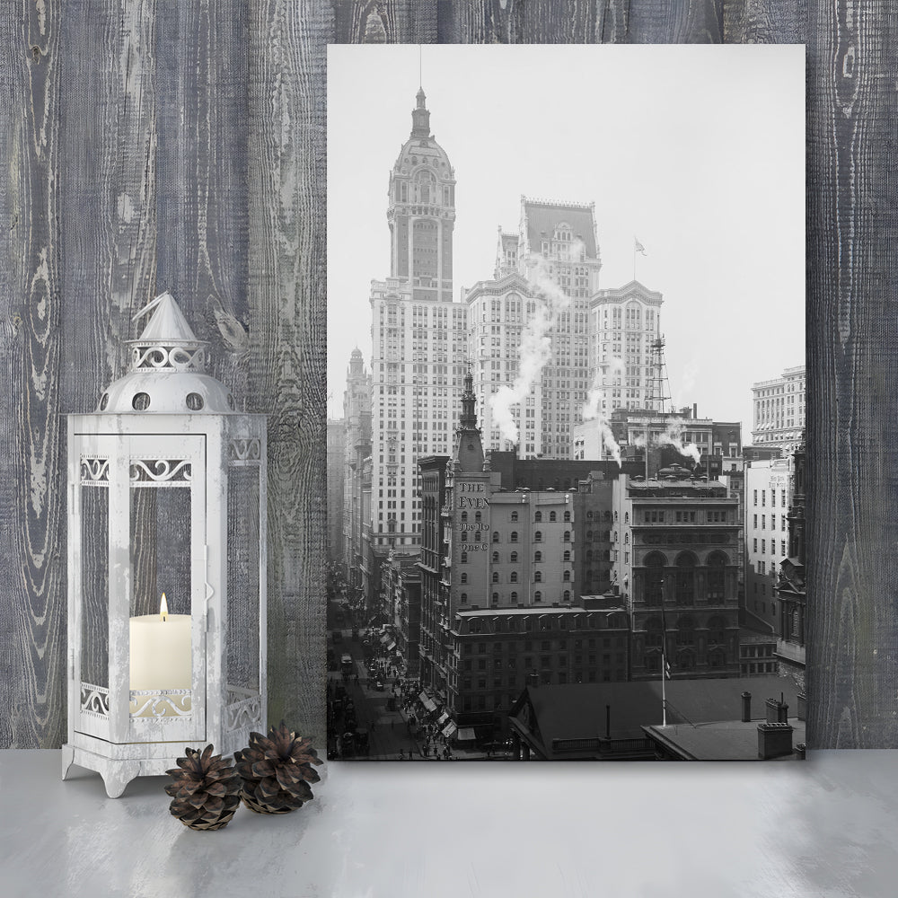 Historical New York City View Architecture Print Black and White Art, Canvas Print Wall Art