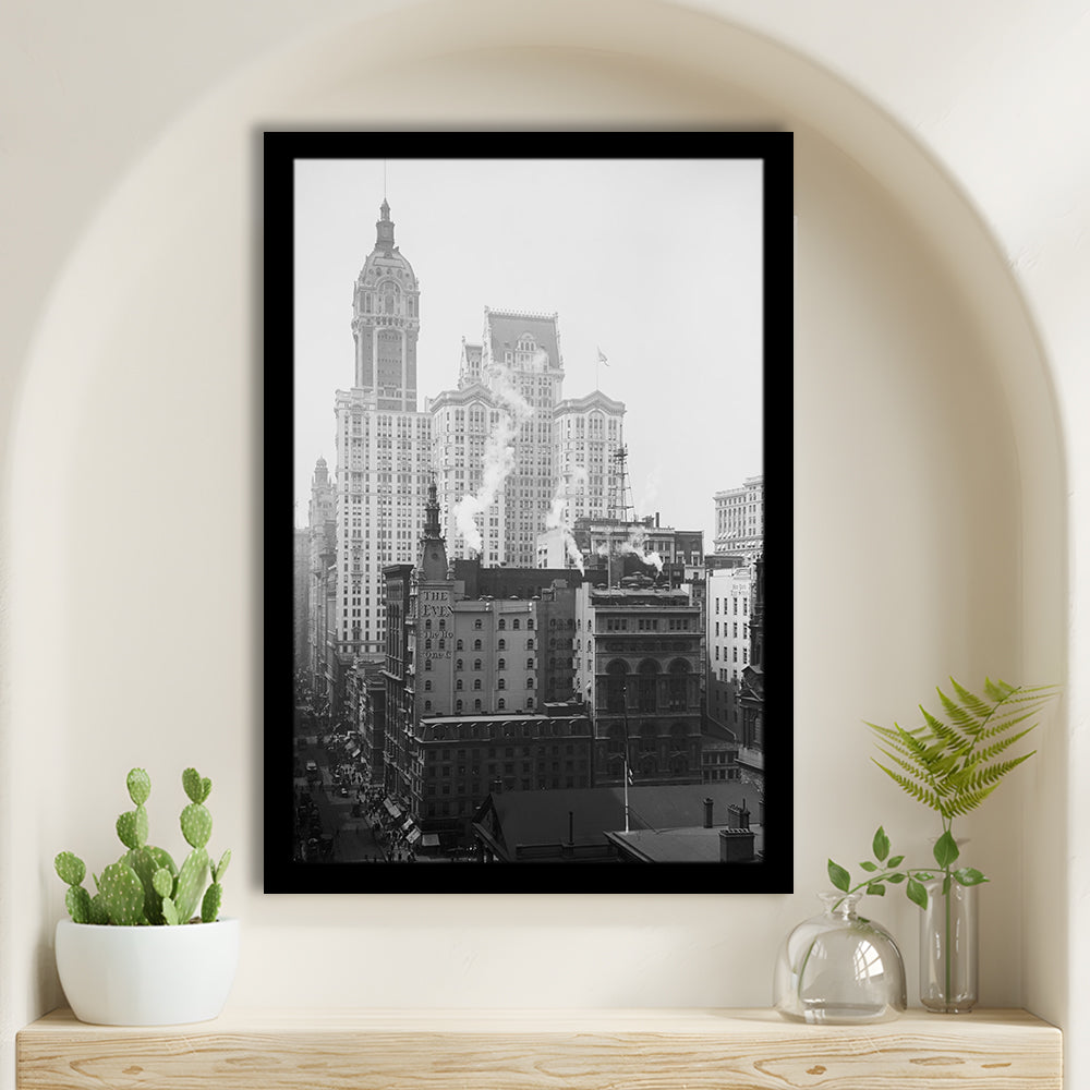 Historical New York City View Architecture Print Black and White Art, Framed Art Print Wall Decor