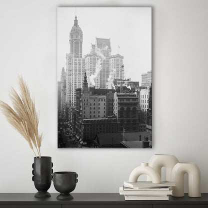 Historical New York City View Architecture Print Black and White Art, Canvas Print Wall Art