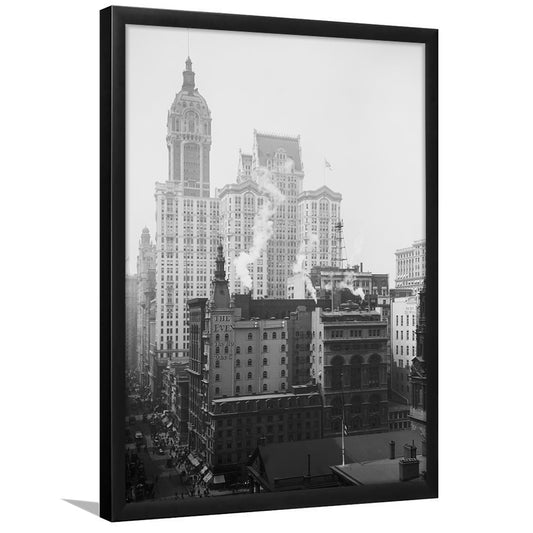 Historical New York City View Architecture Print Black and White Art, Framed Art Print Wall Decor