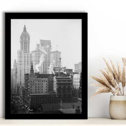 Historical New York City View Architecture Print Black and White Art, Framed Art Print Wall Decor
