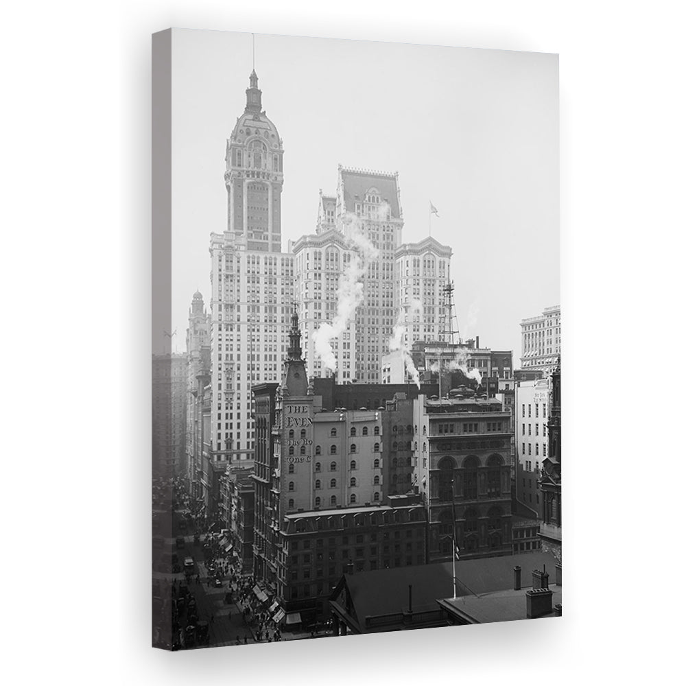 Historical New York City View Architecture Print Black and White Art, Canvas Print Wall Art