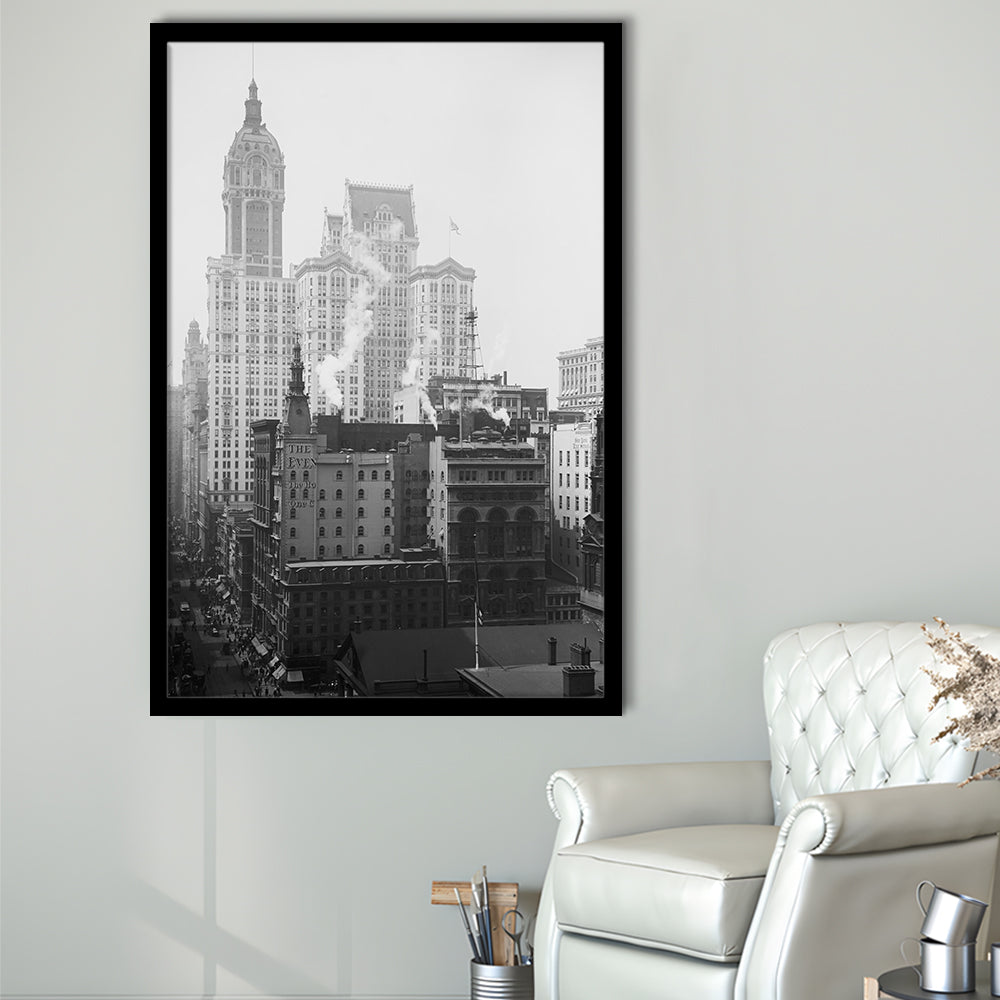 Historical New York City View Architecture Print Black and White Art, Framed Art Print Wall Decor
