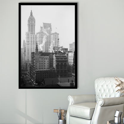 Historical New York City View Architecture Print Black and White Art, Framed Art Print Wall Decor