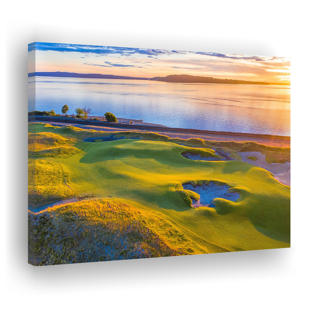 Chambers Bay Golf Course Hole 17, Fine Art, Golf Art Print,Gifts Golf Lover