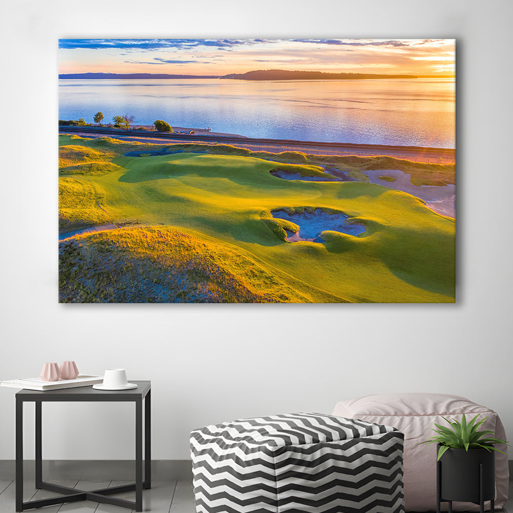 Chambers Bay Golf Course Hole 17, Fine Art, Golf Art Print,Gifts Golf Lover