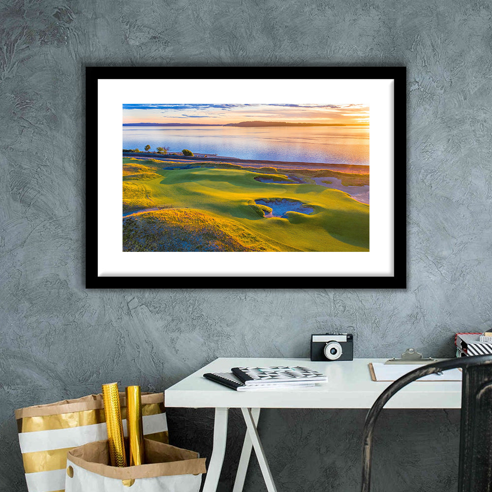 Chambers Bay Golf Course Hole 17, Fine Art, Goft Art Print, Framed Art Print White Border Wall Decor