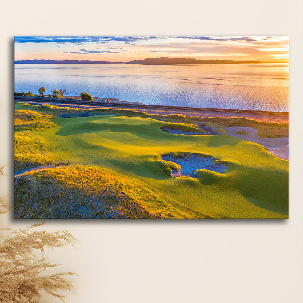 Chambers Bay Golf Course Hole 17, Fine Art, Golf Art Print,Gifts Golf Lover