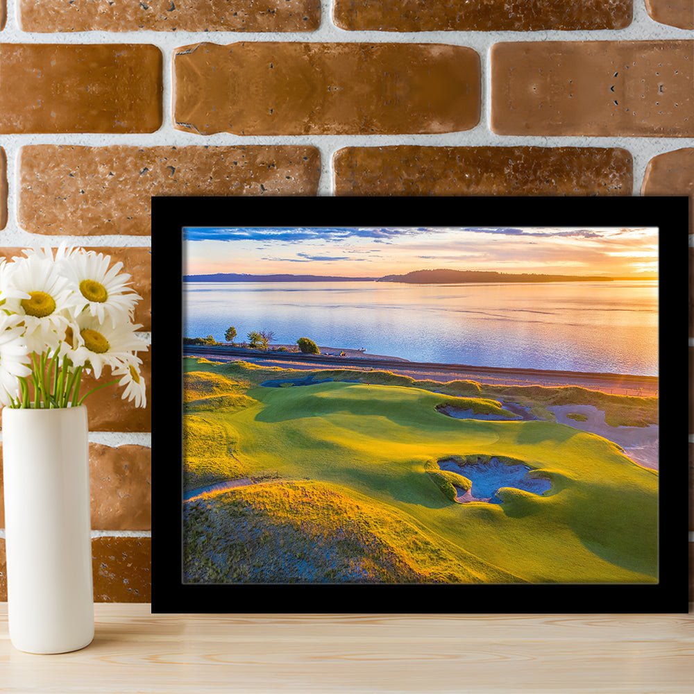 Chambers Bay Golf Course Hole 17, Fine Art, Framed Art Print Wall Decor, Picture Framed