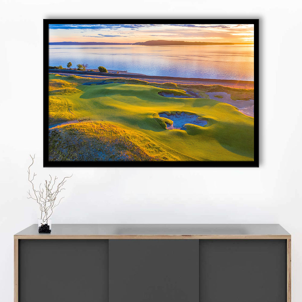 Chambers Bay Golf Course Hole 17, Fine Art, Framed Art Print Wall Decor, Picture Framed
