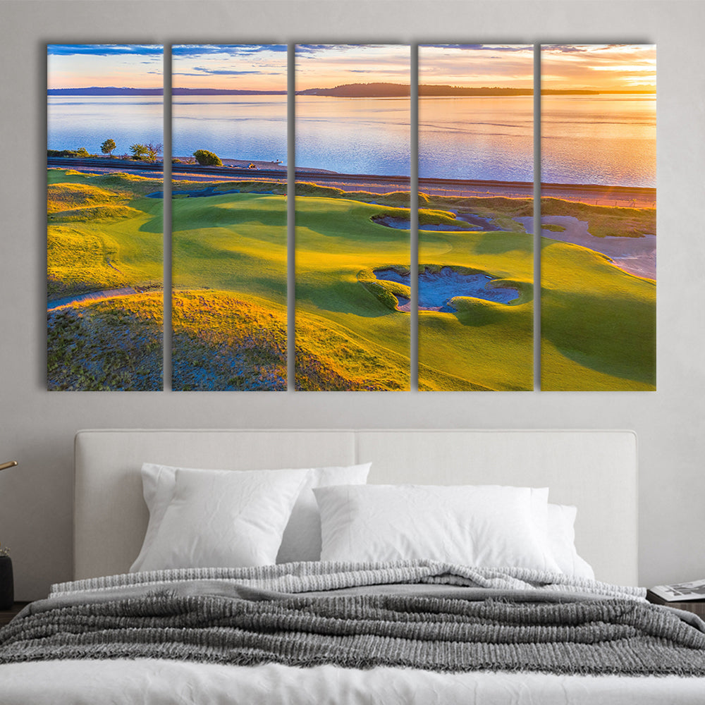Chambers Bay Golf Course Hole 17, Fine Art, Golf Art Print, Extra Large Canvas Print Wall Art